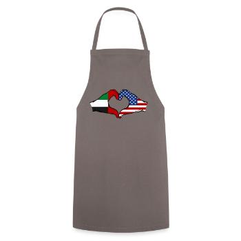 Émirats arabes unis États-Unis Coeur - Tablier de cuisine - gris - Devant - AI Model Male 185 dark (185cm)