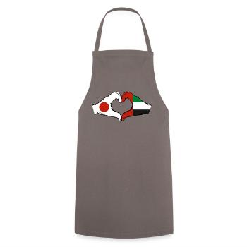 Japon Émirats arabes unis Drapeau Coeur - Tablier de cuisine - gris - Devant - AI Model Male 185 dark (185cm)