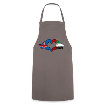 Islande Émirats arabes unis Drapeau Coeur - Tablier de cuisine - gris - Devant - AI Model Male 185 dark (185cm)