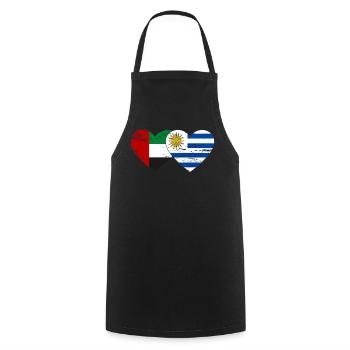 Vereinigte Arabische Emirate Uruguay Flagge Herz - Kochschürze - Schwarz - Vorne - AI Model Male 185 dark (185cm)