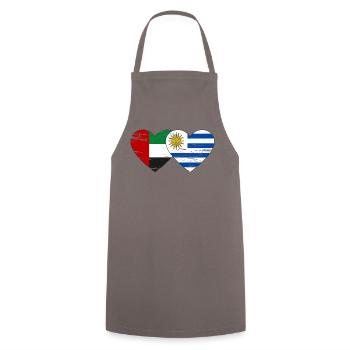Vereinigte Arabische Emirate Uruguay Flagge Herz - Kochschürze - Grau - Vorne - AI Model Male 185 dark (185cm)
