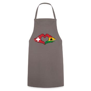 Suisse Ghana drapeau mains forme de coeur utilisé - Tablier de cuisine - gris - Devant - AI Model Male 185 dark (185cm)