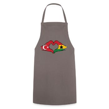 Turkey Ghana flag hands heart shape used - Cooking Apron - grey - Front - AI Model Male 185 dark (185cm)