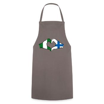 Nigeria Finlande Drapeau Mains Coeur Forme - Tablier de cuisine - gris - Devant - AI Model Male 185 dark (185cm)