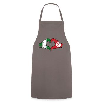 Nigeria Tunisie drapeau mains forme de coeur utilisé - Tablier de cuisine - gris - Devant - AI Model Male 185 dark (185cm)