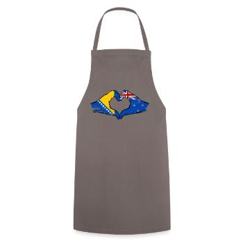 Bosnie Nouvelle-Zélande drapeau mains forme de coeur utilisé - Tablier de cuisine - gris - Devant - AI Model Male 185 dark (185cm)