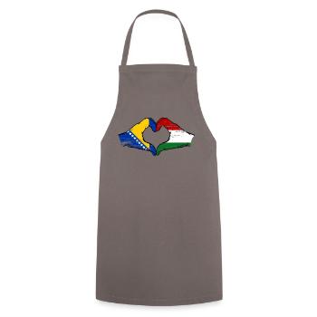 Bosnie Hongrie drapeau mains forme coeur utilisé - Tablier de cuisine - gris - Devant - AI Model Male 185 dark (185cm)