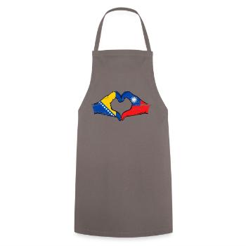 Bosnia Taiwan flag hands heart shape used - Cooking Apron - grey - Front - AI Model Male 185 dark (185cm)