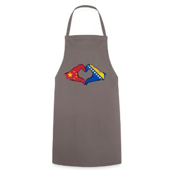 Chine Bosnie drapeau coeur forme - Tablier de cuisine - gris - Devant - AI Model Male 185 dark (185cm)