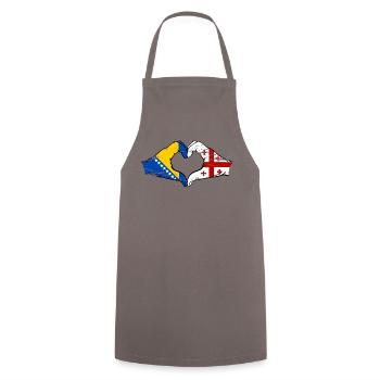 Bosnie Géorgie drapeau mains forme de coeur utilisé - Tablier de cuisine - gris - Devant - AI Model Male 185 dark (185cm)