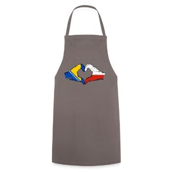 Bosnie Pologne drapeau mains forme de coeur utilisé - Tablier de cuisine - gris - Devant - AI Model Male 185 dark (185cm)
