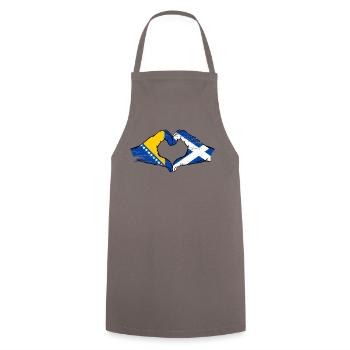 Bosnia Scotland flag hands heart shape used - Cooking Apron - grey - Front - AI Model Male 185 dark (185cm)