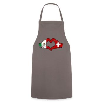 Mexique Suisse Drapeau Mains Coeur Forme Utilisé - Tablier de cuisine - gris - Devant - AI Model Male 185 dark (185cm)