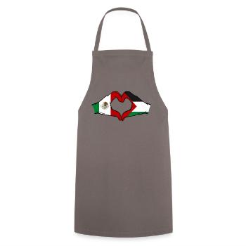 Mexico Palestine Flag Hands Heart Shape - Cooking Apron - grey - Front - AI Model Male 185 dark (185cm)