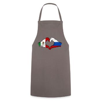 Mexique Russie Drapeau Mains Coeur Forme Utilisé - Tablier de cuisine - gris - Devant - AI Model Male 185 dark (185cm)