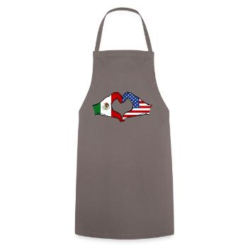Mexico USA Flag Hands Heart Shape - Cooking Apron - grey - Front - AI Model Male 185 dark (185cm)
