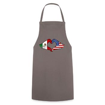 Mexico USA Flag Hands Heart Shape Used - Cooking Apron - grey - Front - AI Model Male 185 dark (185cm)