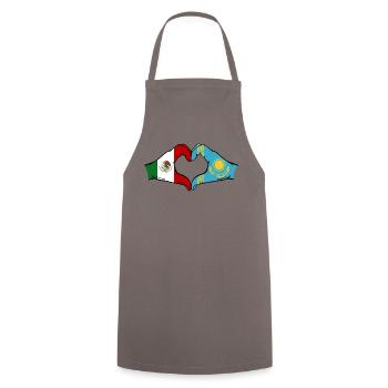 Mexique Kazakhstan Drapeau Mains Coeur Forme - Tablier de cuisine - gris - Devant - AI Model Male 185 dark (185cm)