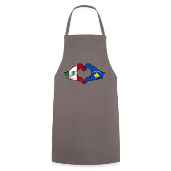 Mexique Kosovo drapeau mains forme de coeur utilisé - Tablier de cuisine - gris - Devant - AI Model Male 185 dark (185cm)