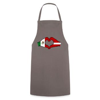 Mexique Lettonie Drapeau Mains Coeur Forme - Tablier de cuisine - gris - Devant - AI Model Male 185 dark (185cm)
