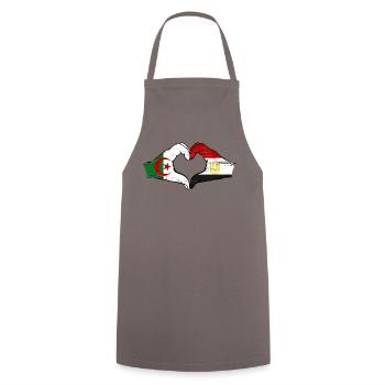 Algeria Egypt Flag Hands Heart Shape Used - Cooking Apron - grey - Front - AI Model Male 185 dark (185cm)