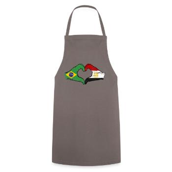 Brazil Egypt flag hands heart shape used - Cooking Apron - grey - Front - AI Model Male 185 dark (185cm)