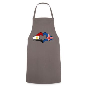 Egypt Iceland Flag Hands Heart Shape - Cooking Apron - grey - Front - AI Model Male 185 dark (185cm)