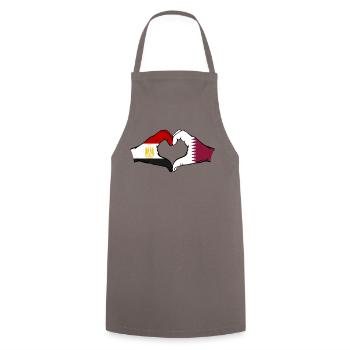 Egypt Qatar Flag Hands Heart Shape - Cooking Apron - grey - Front - AI Model Male 185 dark (185cm)
