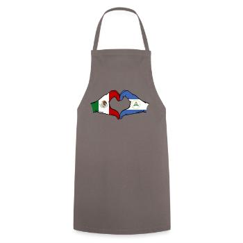 Mexico Nicaragua Flag Hands Heart Shape - Cooking Apron - grey - Front - AI Model Male 185 dark (185cm)