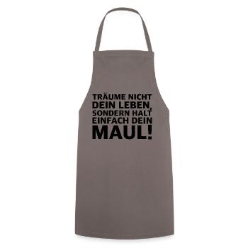 Halt dein Maul | lustige Sprüche, Sarkasmus - Kochschürze - Grau - Vorne - AI Model Male 185 dark (185cm)