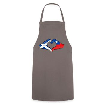 Ecosse Taïwan drapeau mains forme de coeur utilisé - Tablier de cuisine - gris - Devant - AI Model Male 185 dark (185cm)