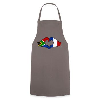Afrique du Sud France Drapeau Mains Coeur Forme - Tablier de cuisine - gris - Devant - AI Model Male 185 dark (185cm)