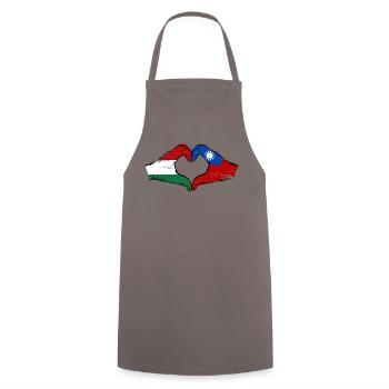 Hungary Taiwan Flag Hands Heart Shape - Cooking Apron - grey - Front - AI Model Male 185 dark (185cm)