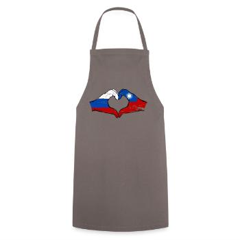 Russia Taiwan flag hands heart shape used - Cooking Apron - grey - Front - AI Model Male 185 dark (185cm)