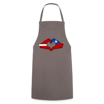 Lettonie Taïwan Drapeau Mains Forme Coeur - Tablier de cuisine - gris - Devant - AI Model Male 185 dark (185cm)
