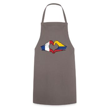 France Colombia Flag Hands Heart Shape Used - Cooking Apron - grey - Front - AI Model Male 185 dark (185cm)