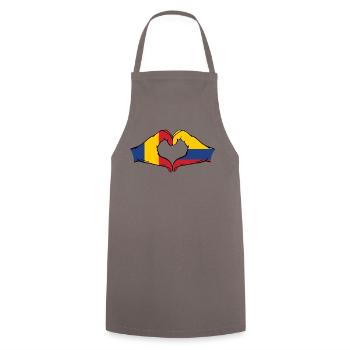 Romania Colombia Flag Hands Heart Shape - Cooking Apron - grey - Front - AI Model Male 185 dark (185cm)