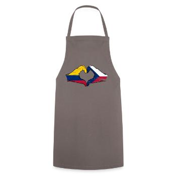 Colombie République tchèque drapeau mains forme de coeur utilisé - Tablier de cuisine - gris - Devant - AI Model Male 185 dark (185cm)