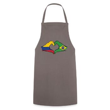 Colombia Brazil flag hands heart shape used - Cooking Apron - grey - Front - AI Model Male 185 dark (185cm)