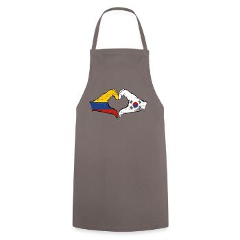 Colombie Corée du Sud drapeau mains forme de coeur utilisé - Tablier de cuisine - gris - Devant - AI Model Male 185 dark (185cm)