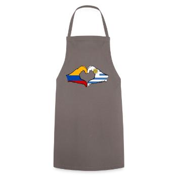 Kolumbien Uruguay Flagge Hände Herzform - Kochschürze - Grau - Vorne - AI Model Male 185 dark (185cm)