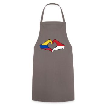 Kolumbien Indonesien Flagge Hände Herzform - Kochschürze - Grau - Vorne - AI Model Male 185 dark (185cm)
