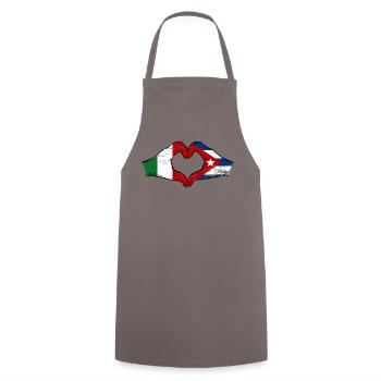 Italy Cuba Flag Hands Heart Shape Used - Cooking Apron - grey - Front - AI Model Male 185 dark (185cm)