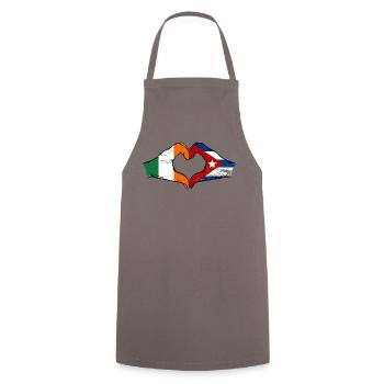 Ireland Cuba Flag Hands Heart Shape Used - Cooking Apron - grey - Front - AI Model Male 185 dark (185cm)