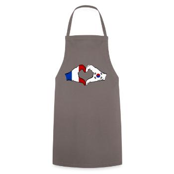 France Corée du Sud Drapeau Mains Coeur Forme - Tablier de cuisine - gris - Devant - AI Model Male 185 dark (185cm)
