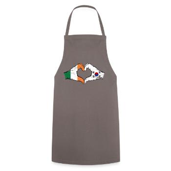 Irlande Corée du Sud Drapeau Mains Coeur Forme Utilisé - Tablier de cuisine - gris - Devant - AI Model Male 185 dark (185cm)