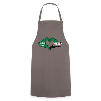 Saudi Arabia Syria Flag Hands Heart Shape Used - Cooking Apron - grey - Front - AI Model Male 185 dark (185cm)