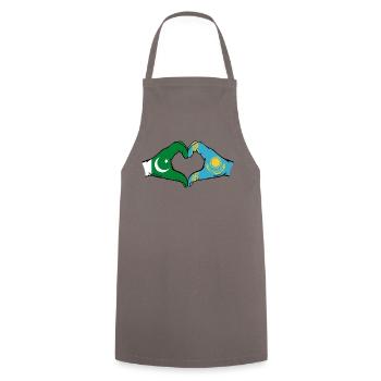 Pakistan Kazakhstan drapeau mains forme coeur - Tablier de cuisine - gris - Devant - AI Model Male 185 dark (185cm)