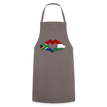 South Africa Hungary Flag Hands Heart Shape Used - Cooking Apron - grey - Front - AI Model Male 185 dark (185cm)