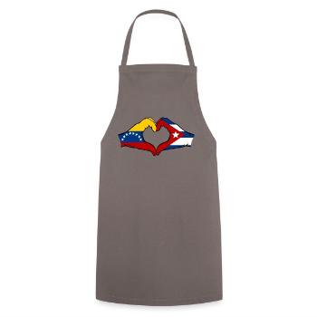 Venezuela Cuba Flag Hands Heart Shape - Cooking Apron - grey - Front - AI Model Male 185 dark (185cm)